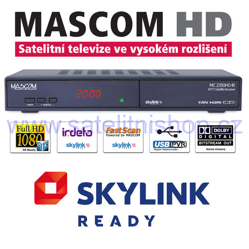 Mascom MC2350 HD sat. přijímač,USB PVR, Skylink Ready Irdeto