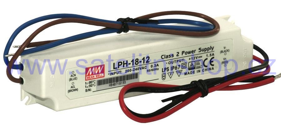 Spínaný zdroj Mean Well LPH-18-12 pro LED 18W 12V 1,5A IP67
