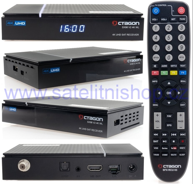 OCTAGON SX98 V2 4K 5G WL DVB-S2 + IP UHD Smart TV satelitní přijímač