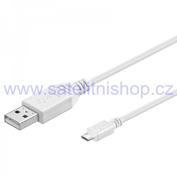 Šňůra USB 2.0 A male > USB B micro male 2,0m bílá