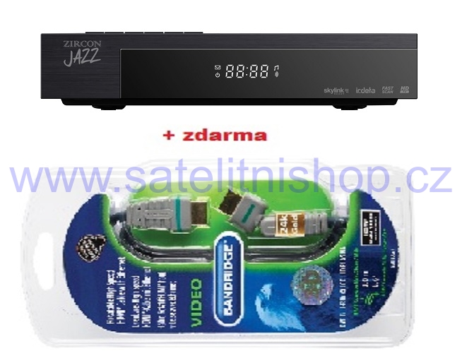 Zircon Jazz - satelitní Full HD přijímač Skylink ready + Profi HDMI 2m otočný kabel - AKCE SDzaHD !!!