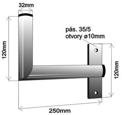 Držák antény k oknu 25 cm pravý, d=32mm