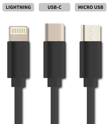 Kabel nabíjecí USB 3v1 samonavíjecí černý