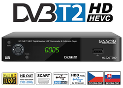 Mascom MC720T2, DVB-T2 přijímač HEVC (H.265), HD